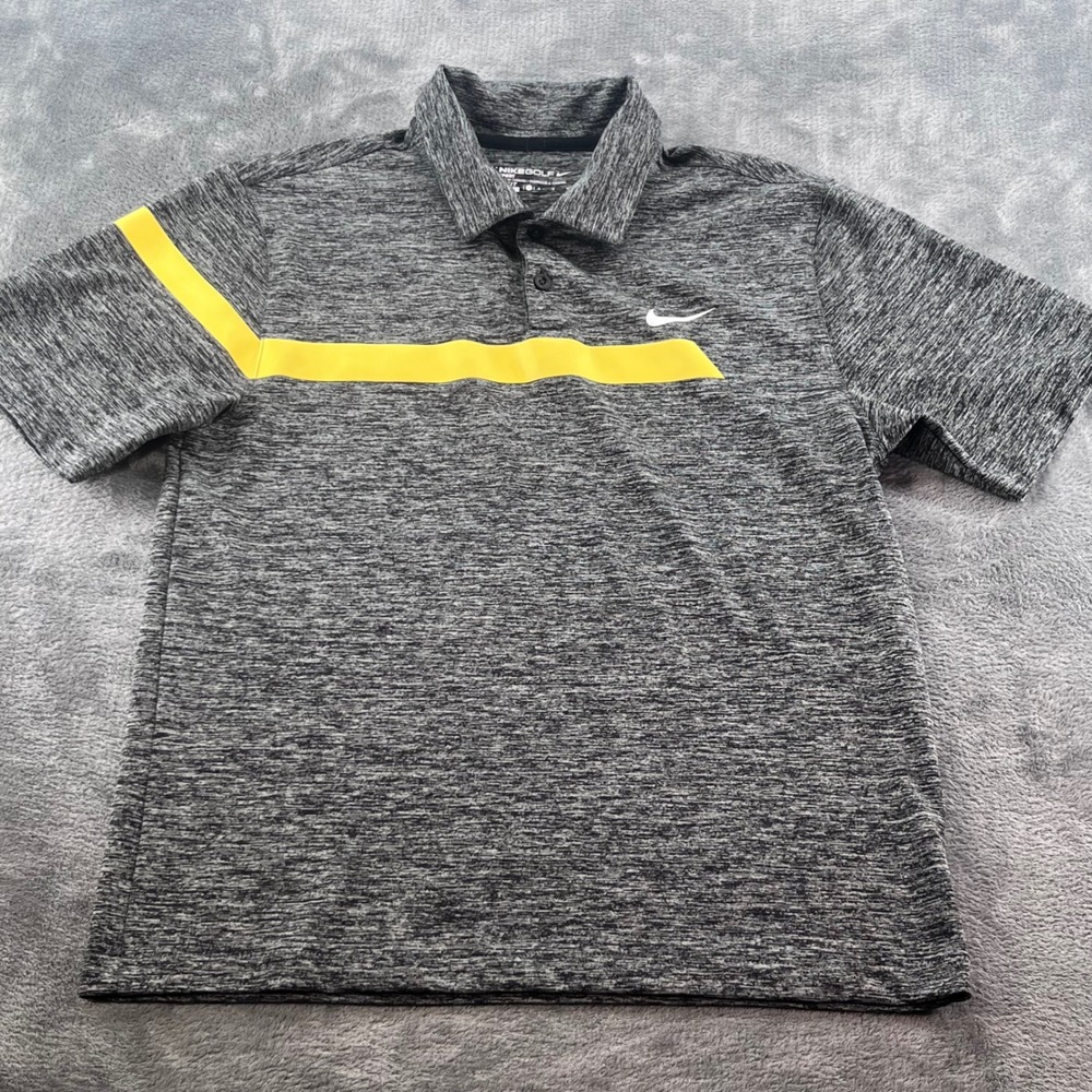 Nike Golf Sport Dri-FIT Polo Shirt Mens Small Grey Heather Yellow 518178-017